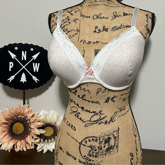 Victoria’s Secret Lined Perfect Coverage Bra NWT 36DD (36E) in gray/cream - Picture 1 of 10